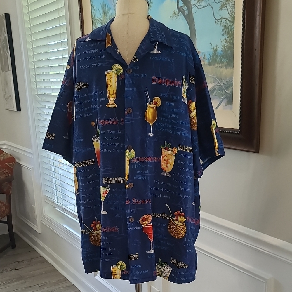 Blue Cocktail Print Men's Shirt